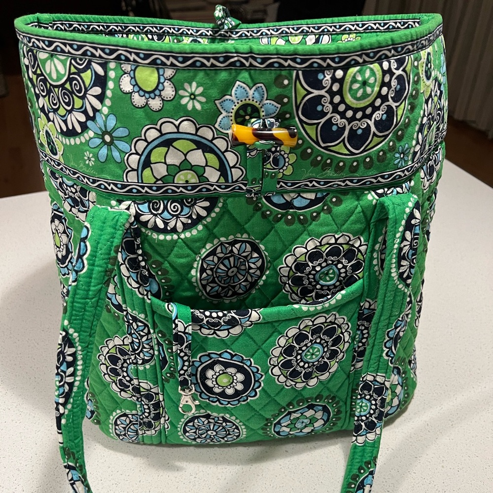 Vera Bradley green cupcake shoulder tote bag.